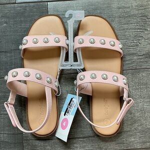 Cat & Jack Pink Kids Sandals with Pearl Accents